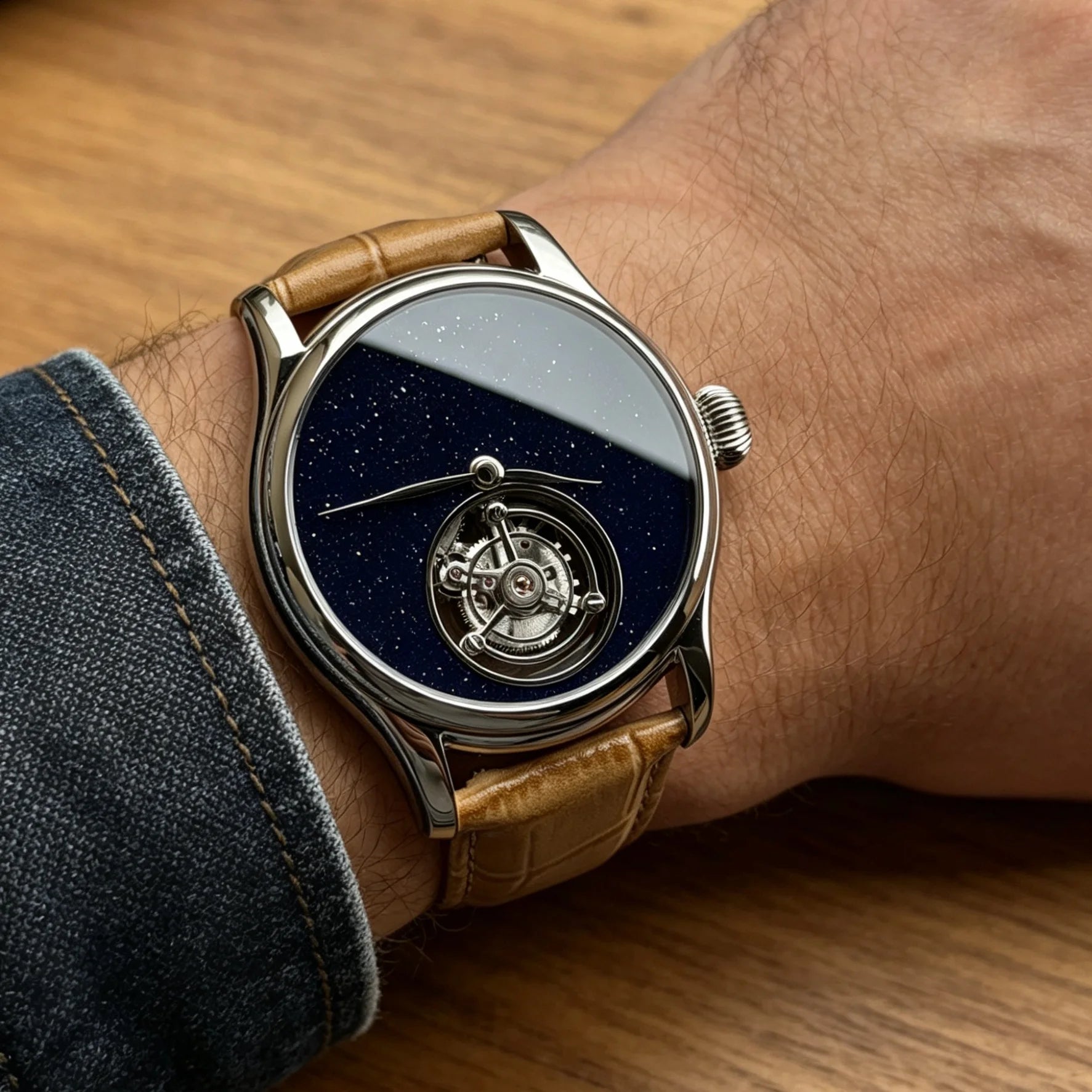 Montre Mécanique Tourbillon MERKUR Cadran Pierre Naturelle Saphir – CLEVI Paris