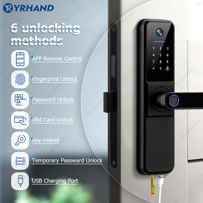 Serrure Connectée YRHAND H01 IP66 Caméra Sonnette WiFi Tuya Empreinte Digitale – CLEVI Paris