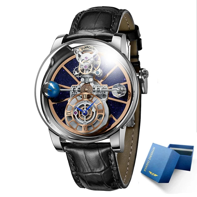Montre Homme Quartz Ciel Étoilé Verre Courbé Transparent Cuir 10 Bar – CLEVI Paris