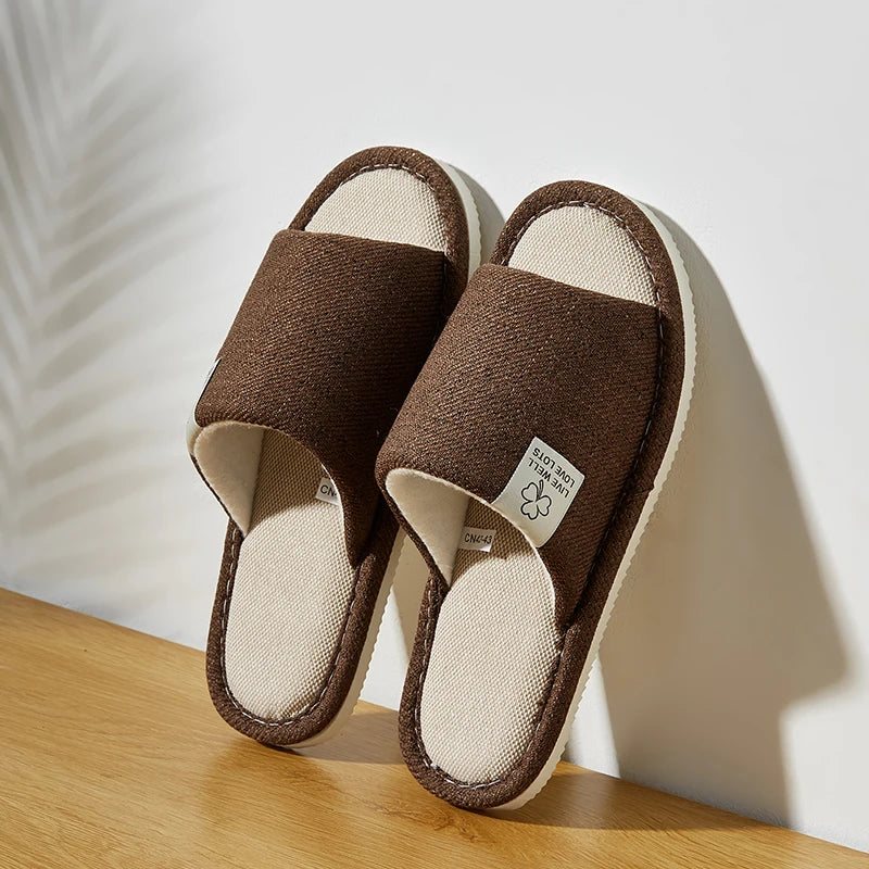 Chaussons Intérieur Homme Lin & EVA | Confortables, Respirants, Printemps & Automne, 4 Coloris – CLEVI Paris