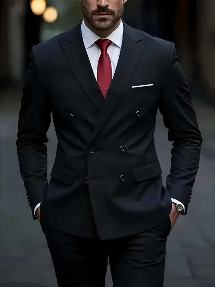 Costume homme uni double boutonnage – CLEVI Paris