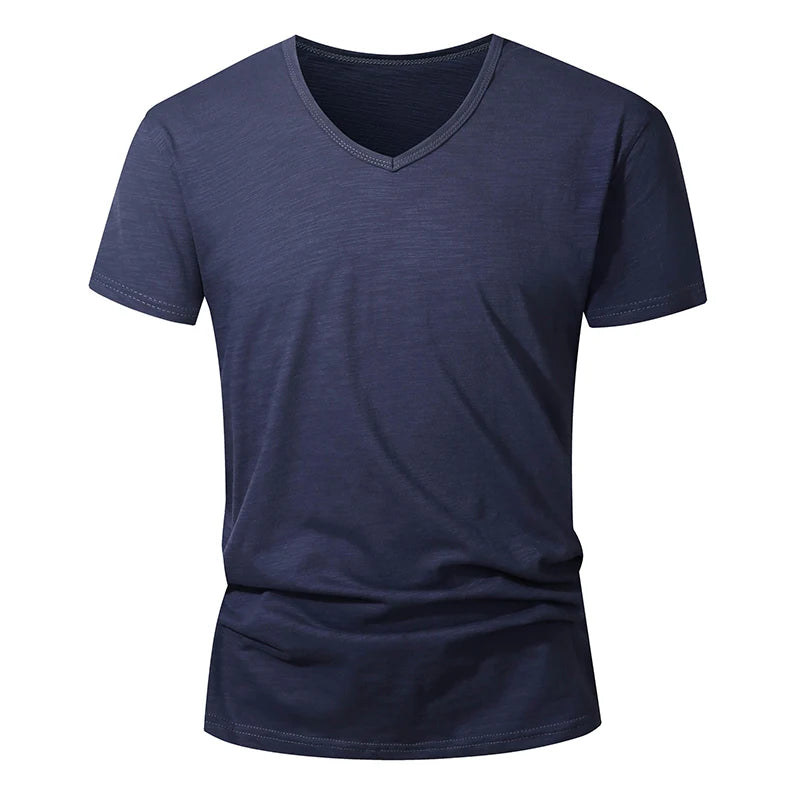 T-Shirt Homme 100% Coton Col V – Manches Courtes, Doux, Casual