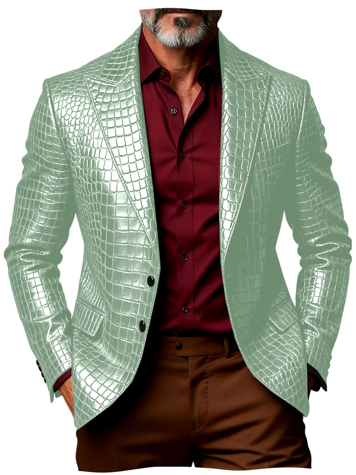 Blazer homme effet croco simple boutonnage – CLEVI Paris