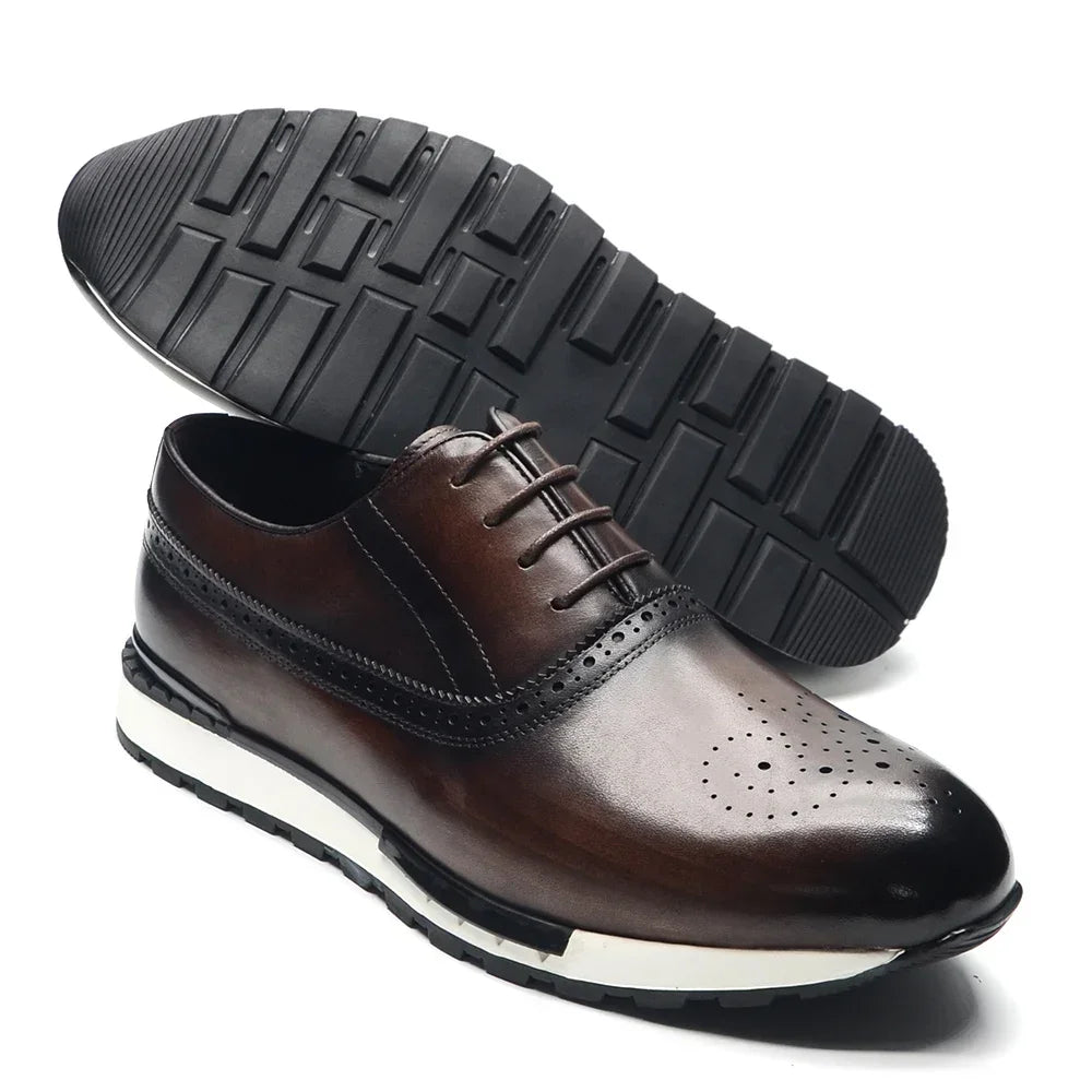 Oxford Brogue Homme Cuir Véritable Fait Main Lacets 10 Coloris Business Casual – CLEVI Paris