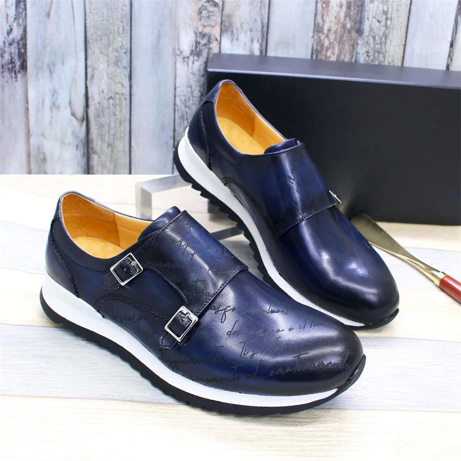 Chaussures Cuir Homme Faites Main | Double Boutonnage Bout Rond Mariage
