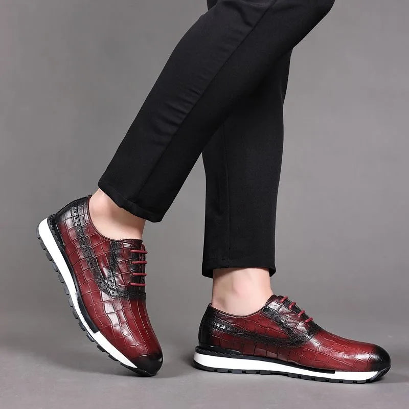 Sneaker Oxford Brogue Homme Cuir Vachette Motif Pierre | Doublure Cuir 7 Coloris