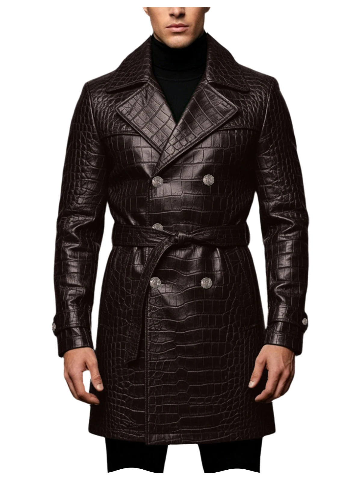 Manteau homme effet croco double boutonnage – CLEVI Paris