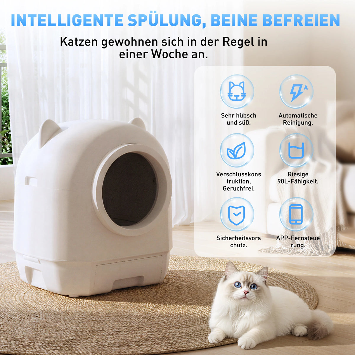 Litière autonettoyante connectée pour chat – CLEVI Paris