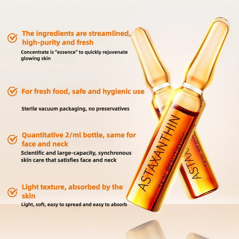 Set Ampoules Visage 28 pcs – Astaxanthine, Peptides, Rose, Niacinamide & Acide Hyaluronique – Anti-Rides & Éclaircissant – CLEVI Paris