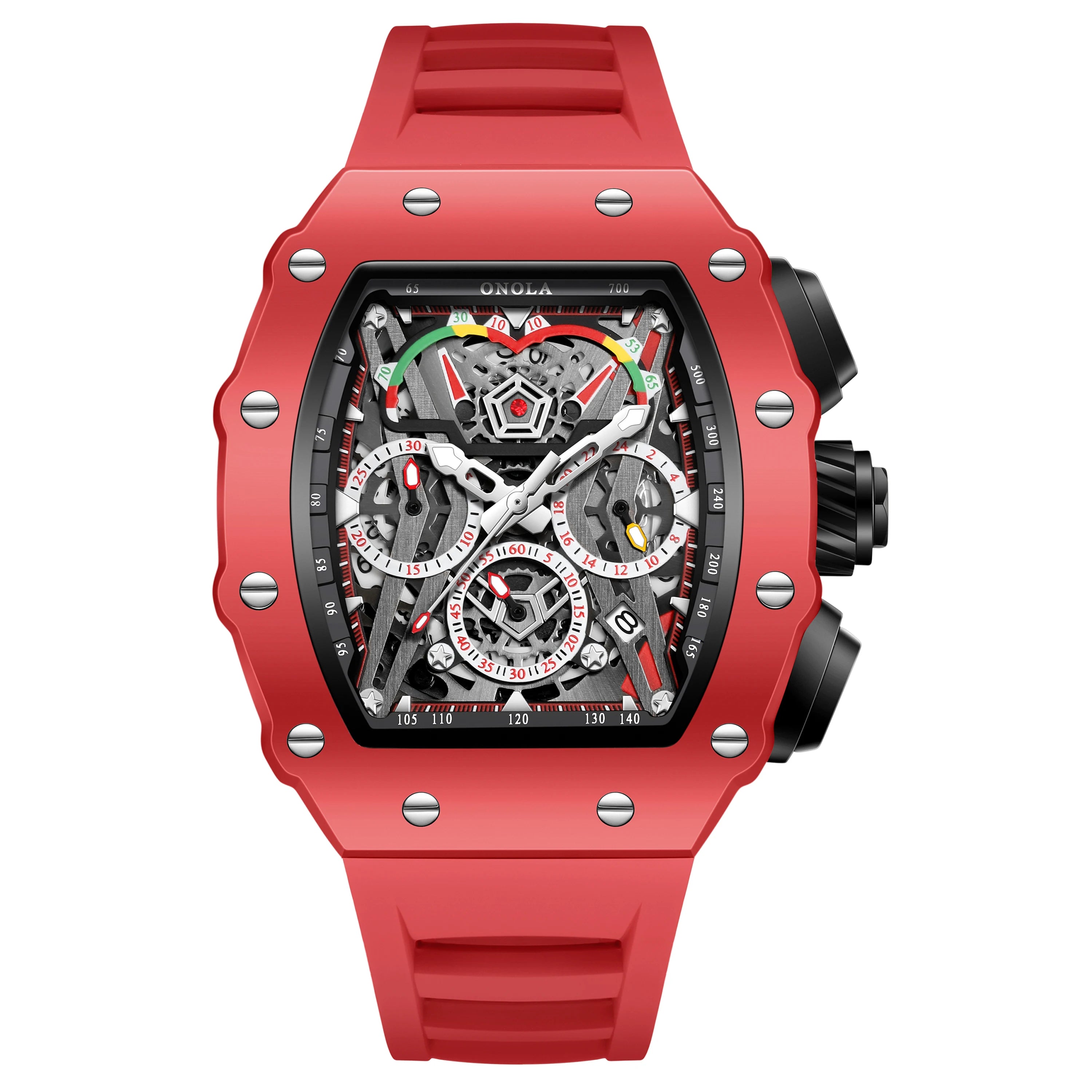 ONOLA ON6827CK Montre Homme Quartz Tonneau Bracelet Silicone Verre Hardlex Lumineux 3 ATM 4 Coloris – CLEVI Paris