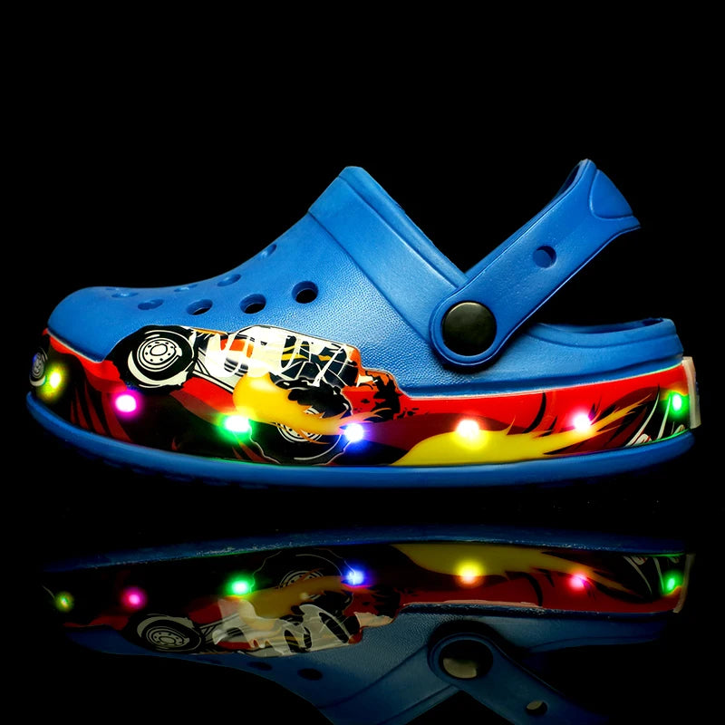 Sandales LED Lumineuses Enfant – Cartoon Antidérapantes Plage Été