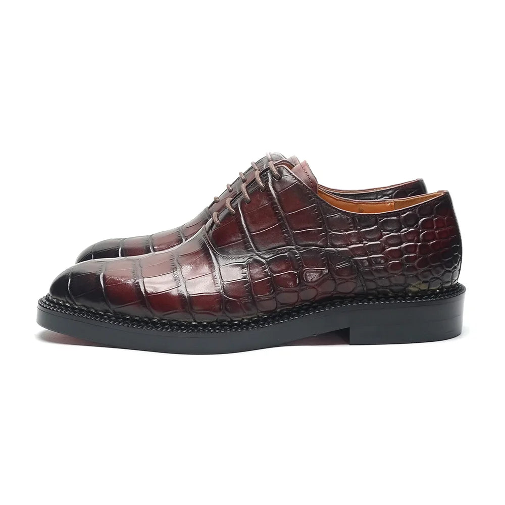 Richelieu Homme Luxe Rehaussant Cuir Vachette Motif Crocodile | Mariage Soirée EU 38-46
