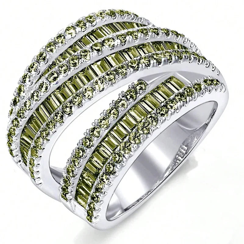 Bague Femme Choucong – Zircon Saphir & Diamant Simulé Serti Griffe Fiançailles