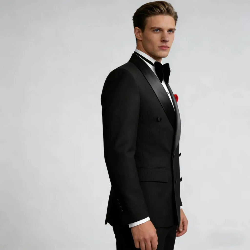 Costume Smoking Double Boutonnage Homme Slim Fit Châle Revers – CLEVI Paris