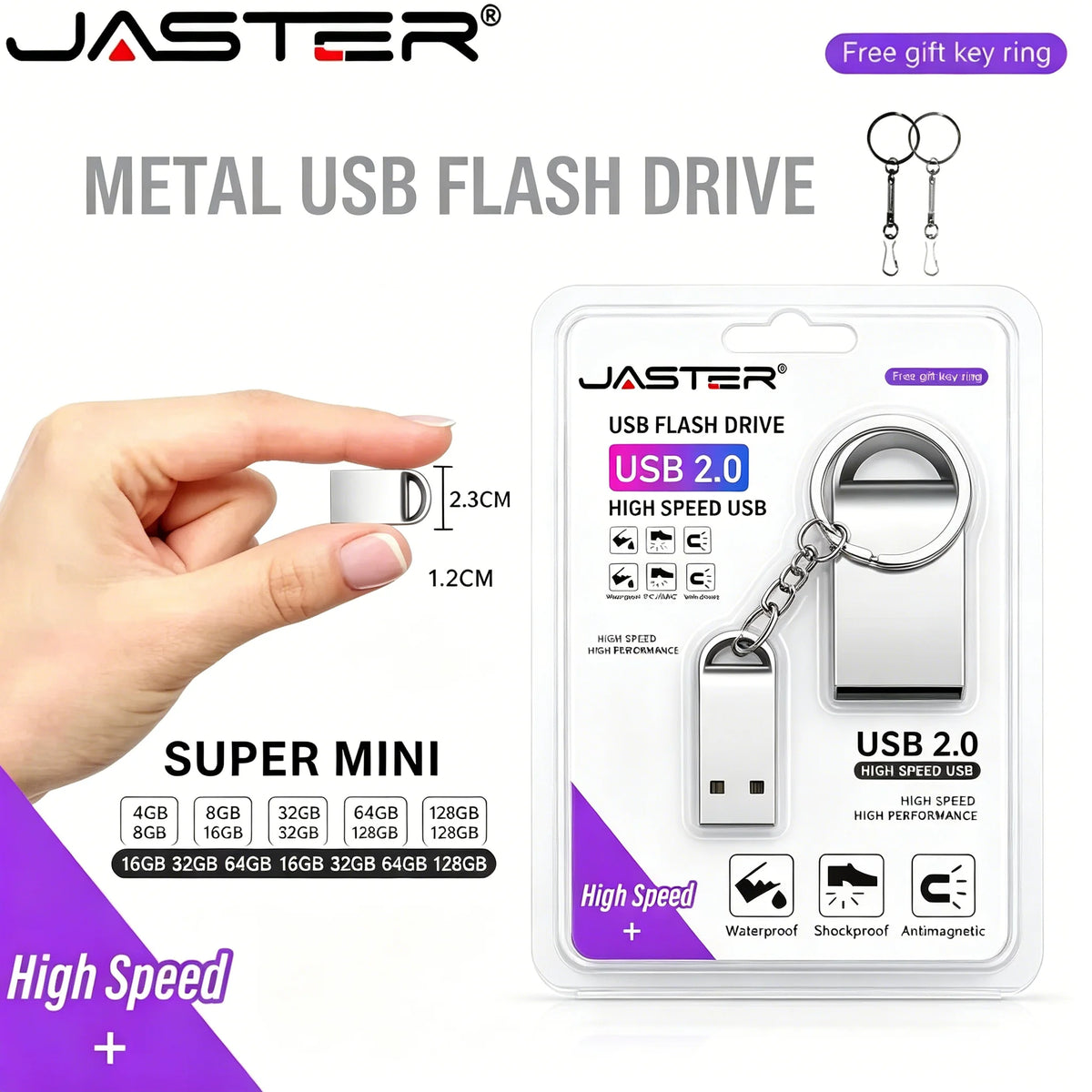 Clé USB Mini JASTER 4–128 Go USB 2.0 – CLEVI Paris