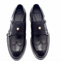 Oxford Monk Strap Rivets Noir – Cuir Vache | Semelle Caoutchouc | Homme