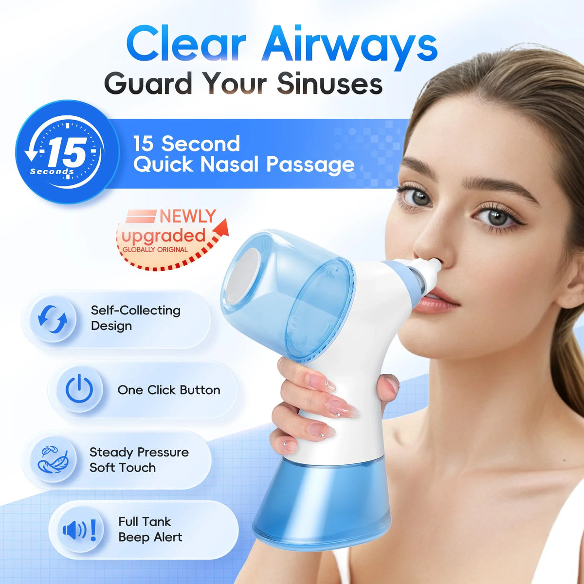 Irrigateur Nasal Électrique Mornwell Double Action Rinçage & Aspiration IPX7 USB-C – CLEVI Paris