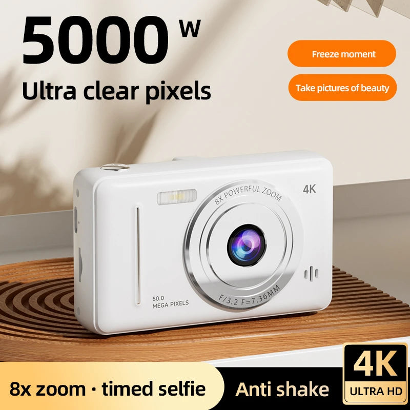 Appareil Photo Numérique 4K Rétro CCD – 50 MP, Double Flash & Autofocus – CLEVI Paris