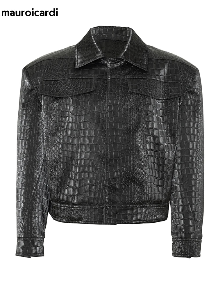 Veste Courte Homme Simili Cuir Imprimé Crocodile – CLEVI Paris