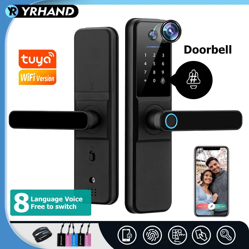 Serrure Connectée YRHAND H01 IP66 Caméra Sonnette WiFi Tuya Empreinte Digitale – CLEVI Paris