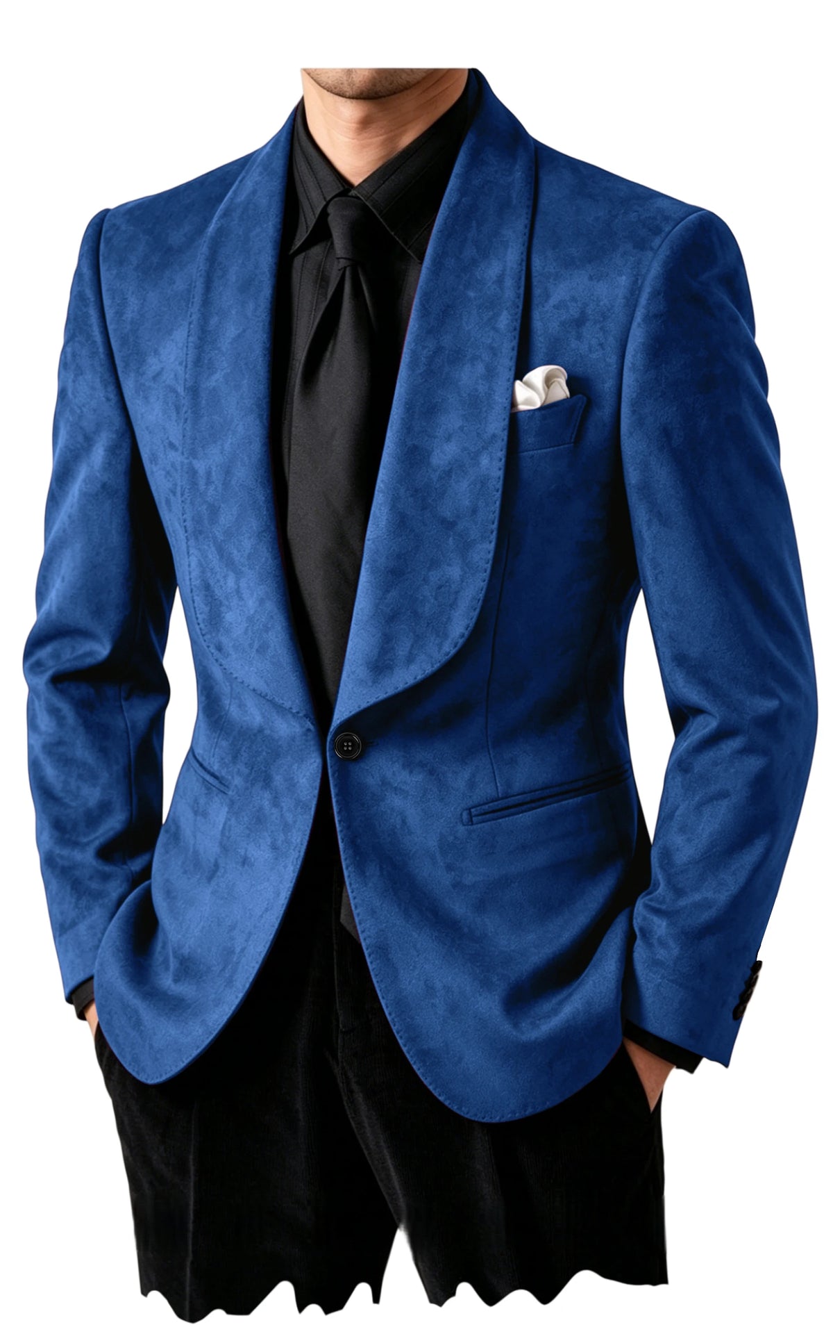 Blazer homme effet suédé 1 bouton à col châle – CLEVI Paris