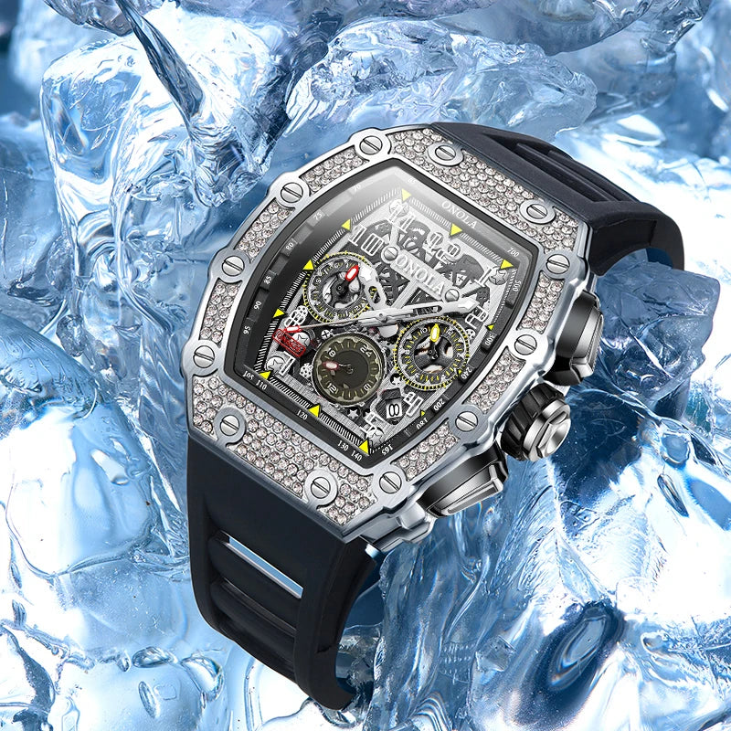 ONOLA Montre Automatique Homme Tonneau Squelette Lumineux Étanche 3ATM – CLEVI Paris