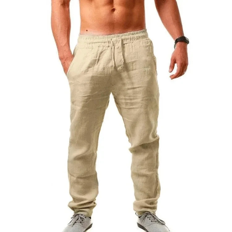 Pantalon Lin Coton Homme – Coupe Large Casual Printemps Été