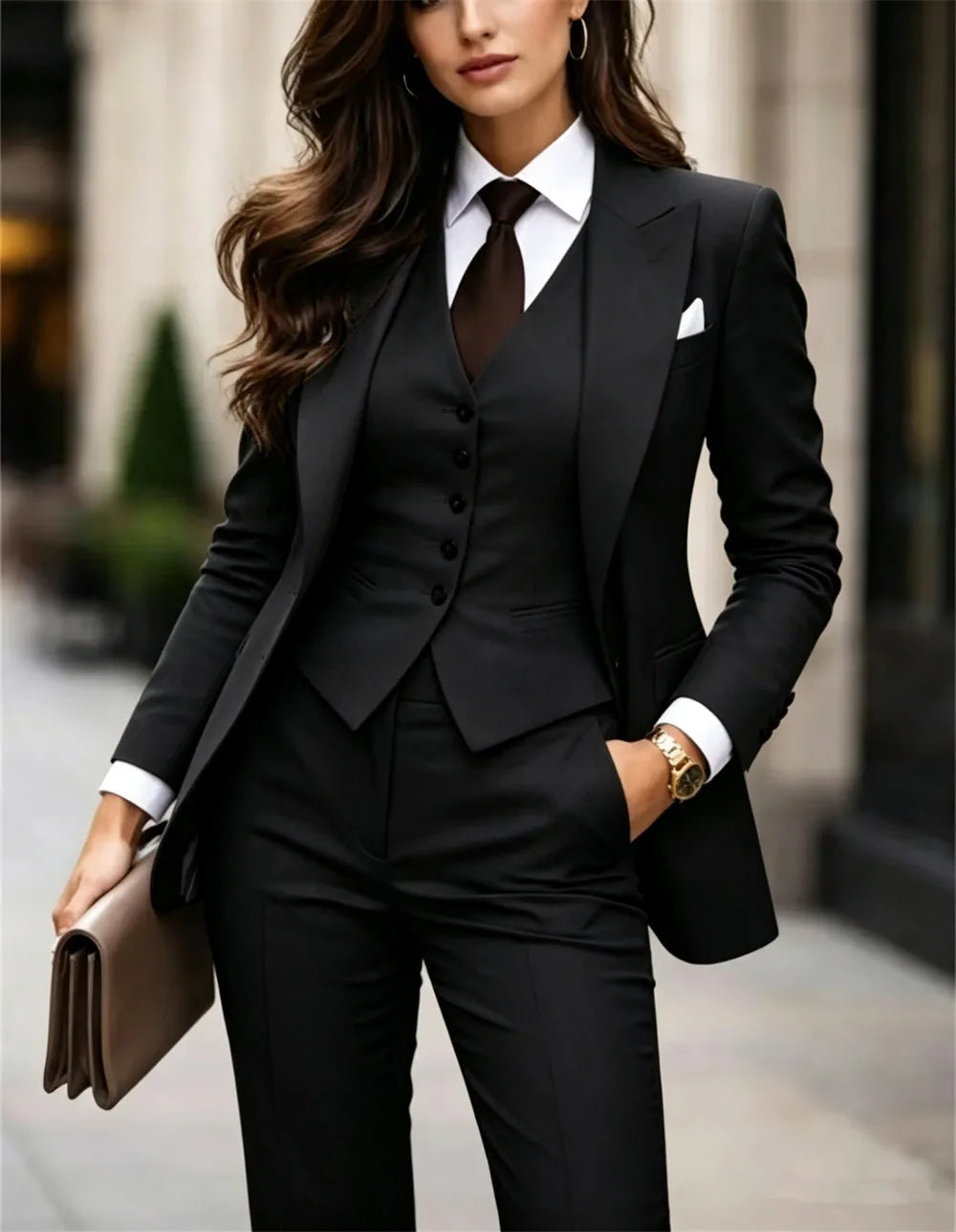 Tailleur 3 pièces femme blazer gilet pantalon – CLEVI Paris