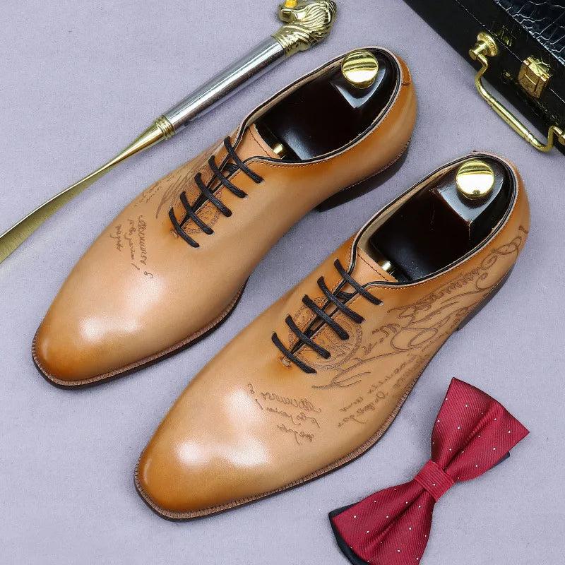 Oxford Artisanal Cuir de Vache Entier Totem Embossé Homme Imperméable Rehaussant Mariage – CLEVI Paris