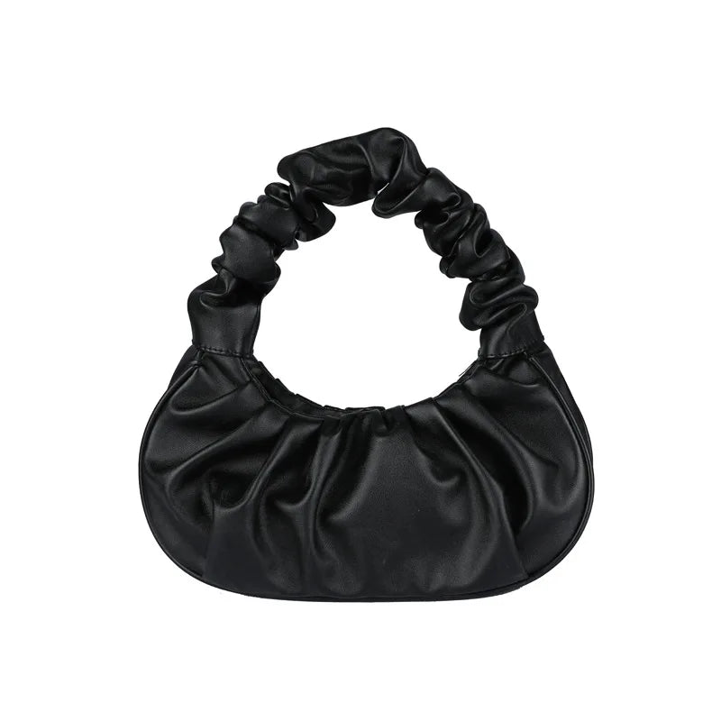 Sac Cloud Bag Plissé Femme en TPU — Hobo, Bandoulière, Noir & Blanc, 28x17x7cm | CLEVI Paris