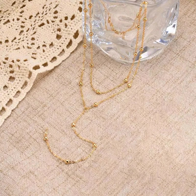 Collier Lariat Acier Inoxydable Plaqué Or — Forme Y, Délicat, Superposable | CLEVI Paris