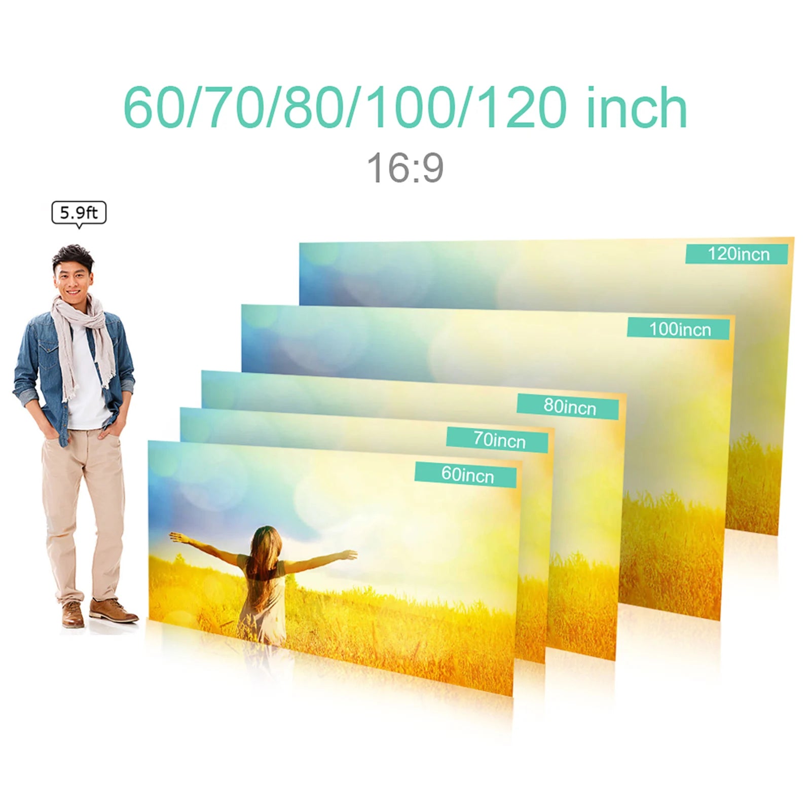 Toile de Projection Portable 16:9 Grise – Anti-Lumière, Sans Cadre, 60 à 120 Pouces, Home Cinéma & Bureau – CLEVI Paris