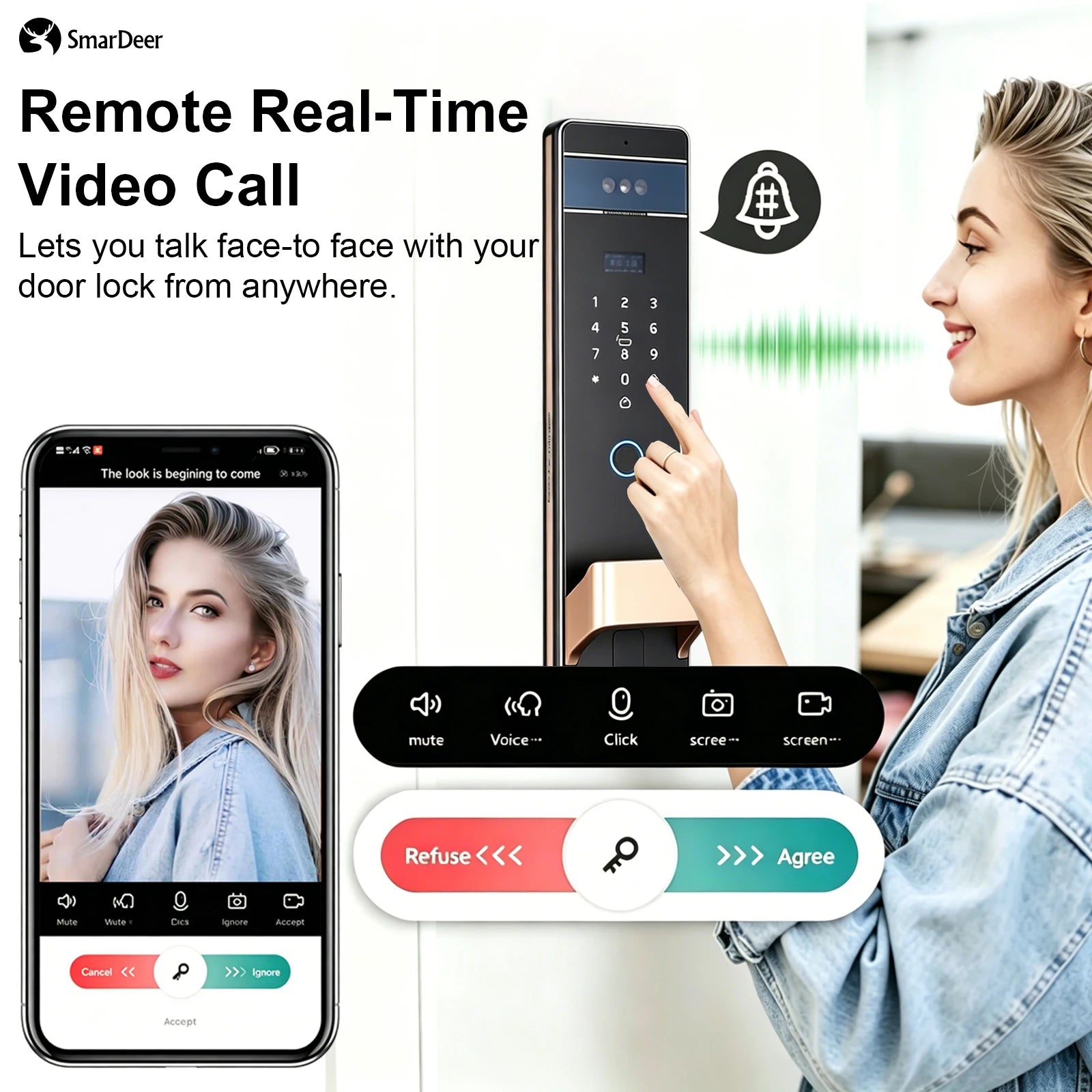 SmarDeer L9009 Serrure Connectée 3D Face & Veine Palmaire WiFi Tuya – CLEVI Paris