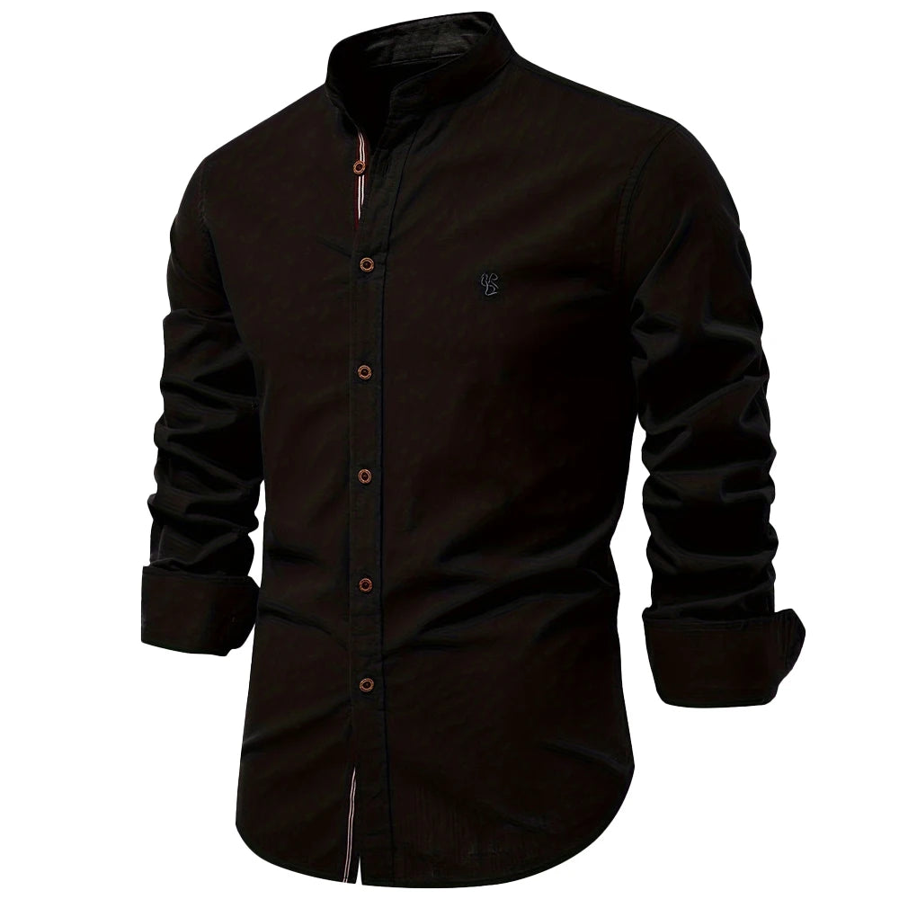 Chemise Homme 100% Coton – Manches Longues, Coupe Droite, Style Casual Premium