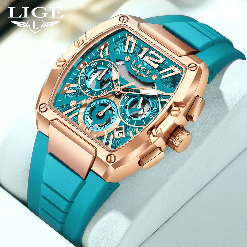 Montre Quartz Homme LIGE LG89206 – Chronographe Sport Militaire, Silicone & 6 Coloris