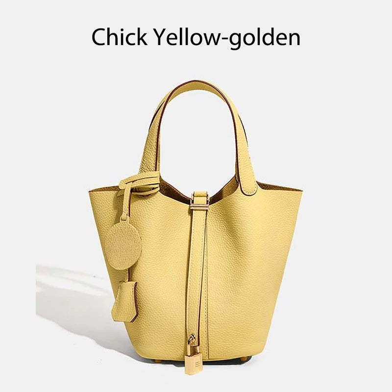 Sac Seau Femme Cuir Véritable TOGO Cadenas & Foulard Décoratif – CLEVI Paris