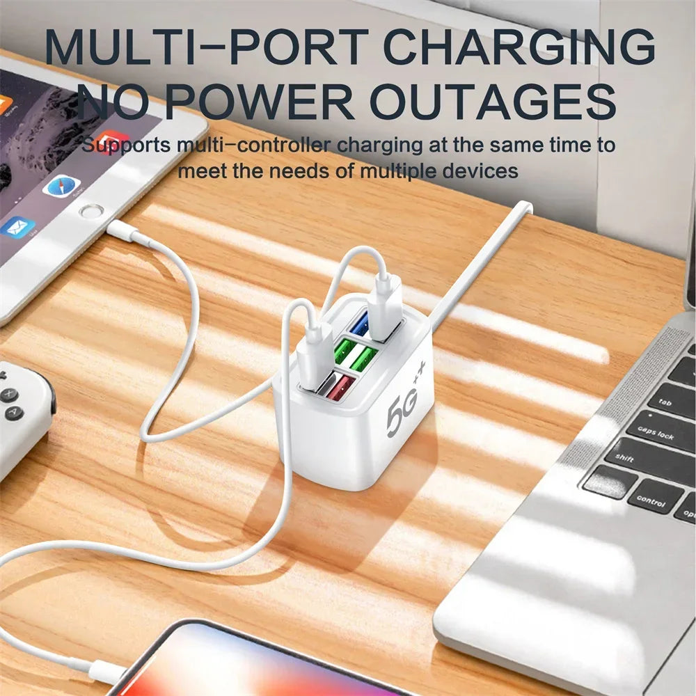 Chargeur USB Rapide 6-en-1 | Multiprise Bureau 30 W, USB PD & Quick Charge, Câble 1 m – CLEVI Paris