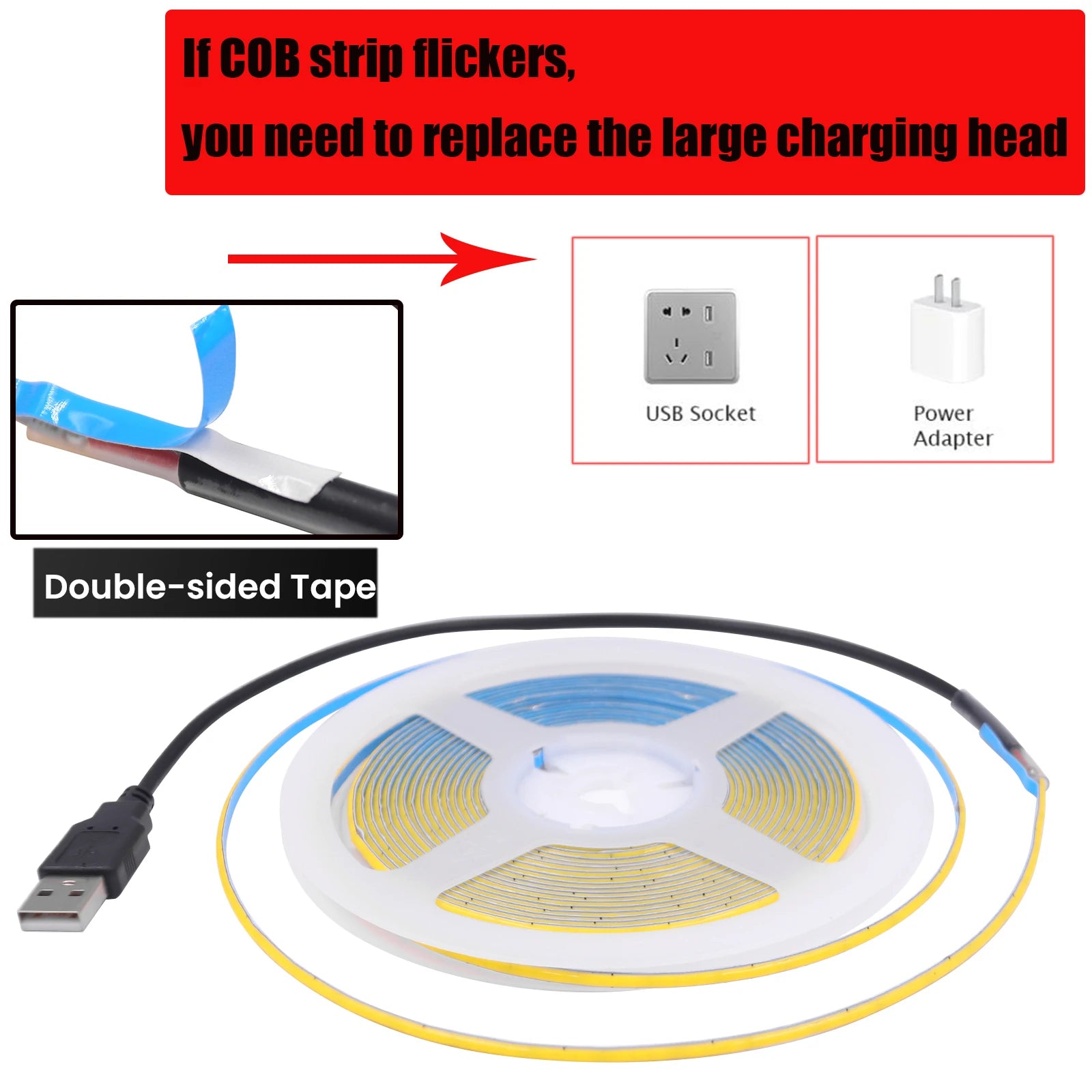 Ruban LED COB USB 5V Ultra-Fin — CLEVI Paris