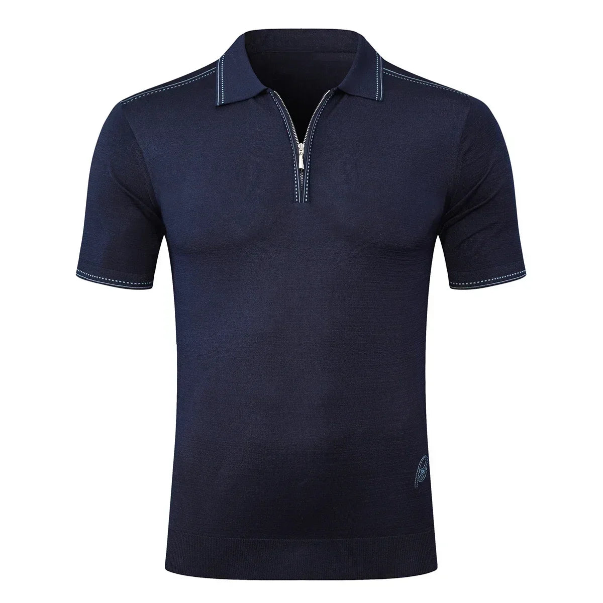 Polo Homme Soie & Bambou Brodé Manches Courtes Zip Casual Été Grandes Tailles M-5XL – CLEVI Paris