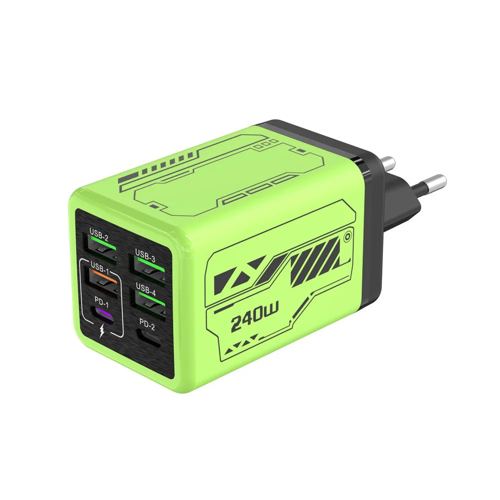 Chargeur Mural 240W 6 Ports USB-C PD EU/US/UK – CLEVI Paris