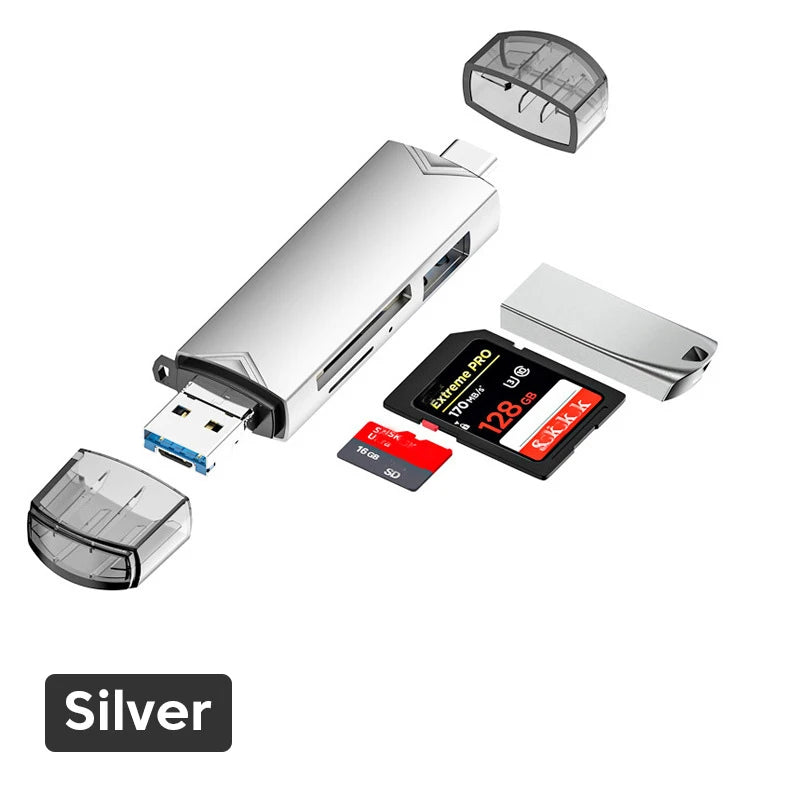 Lecteur de Cartes 5-en-1 & 6-en-1 USB OTG SD/TF — CLEVI Paris