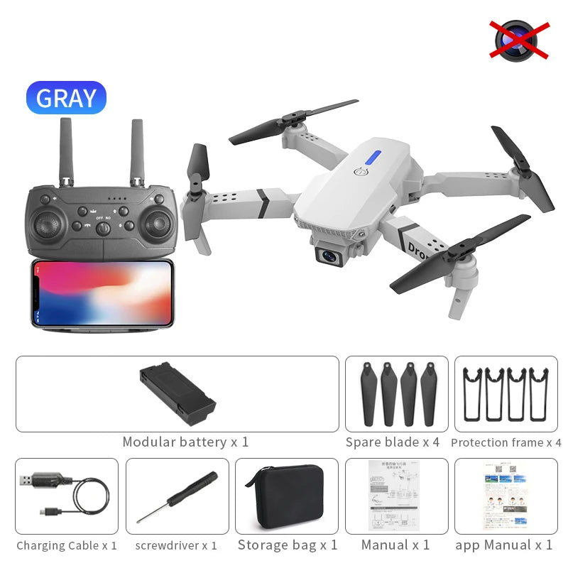 Mini Drone E88 GPS 4K – Caméra Réglable 180°, Évitement d'Obstacles, Brushless & Suivi Automatique – CLEVI Paris