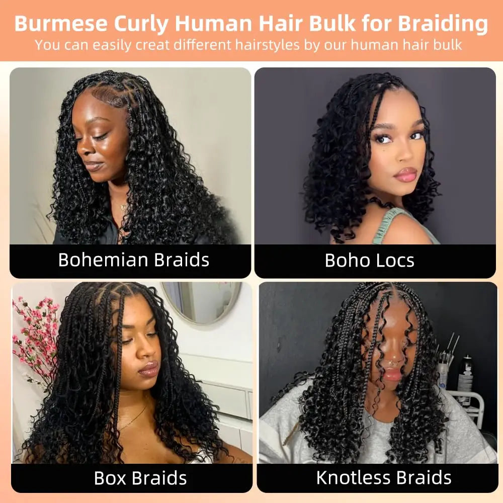Cheveux Humains à Tresser Deep Wave & Bouclés Birmans Remy – Lot 1 à 5 Mèches – CLEVI Paris