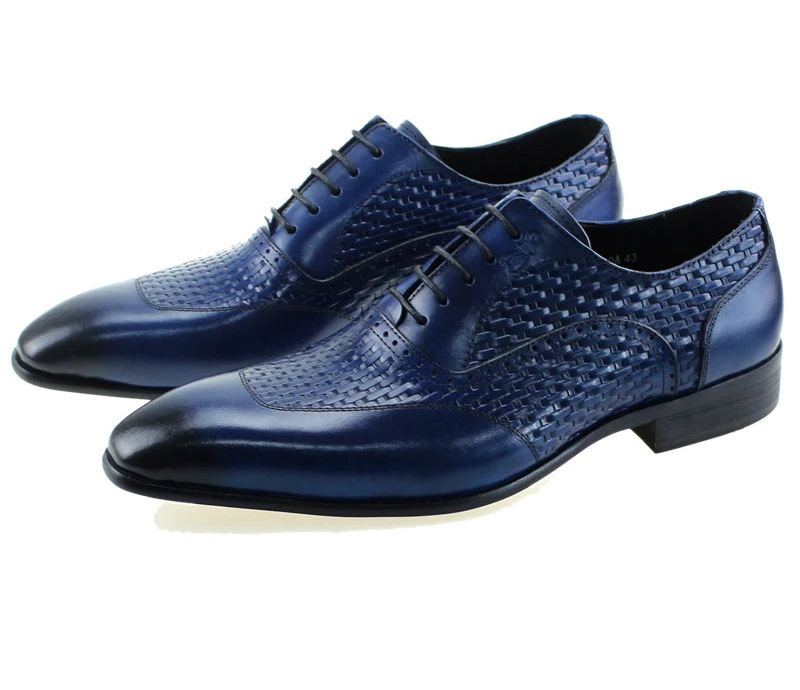 Oxford Cuir Véritable Homme Style Italien Bout Pointu Lacets Bureau & Mariage – CLEVI Paris