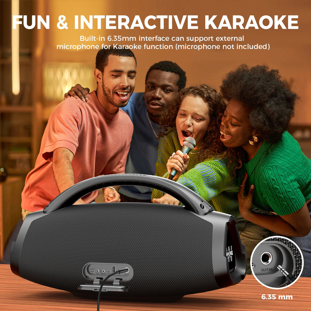 Enceinte Bluetooth Puissante 200W RMS – IP67, 24h, Basse Profonde, Karaoké | W-KING X20