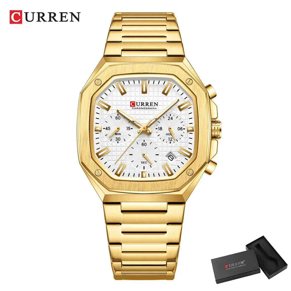 Montre Quartz Homme CURREN 8459 – Sport Luxe, Acier Inoxydable & Étanche | 8 Coloris