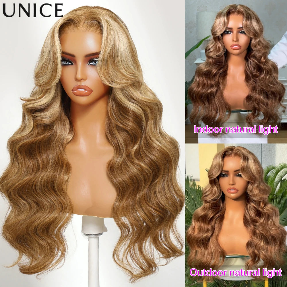 Perruque Body Wave blond miel 7x5 – CLEVI Paris