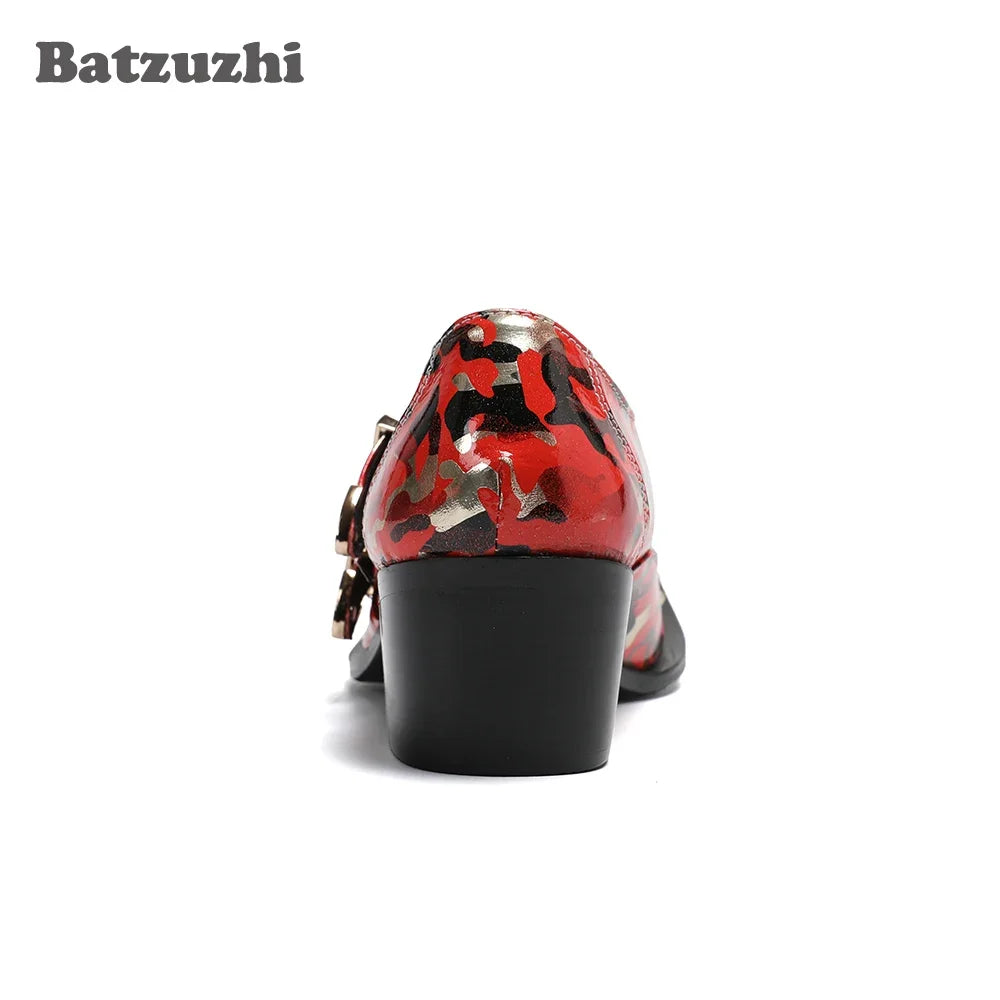 Oxford Homme Talon 6,5cm Boucles Style Rock Rouge – CLEVI Paris