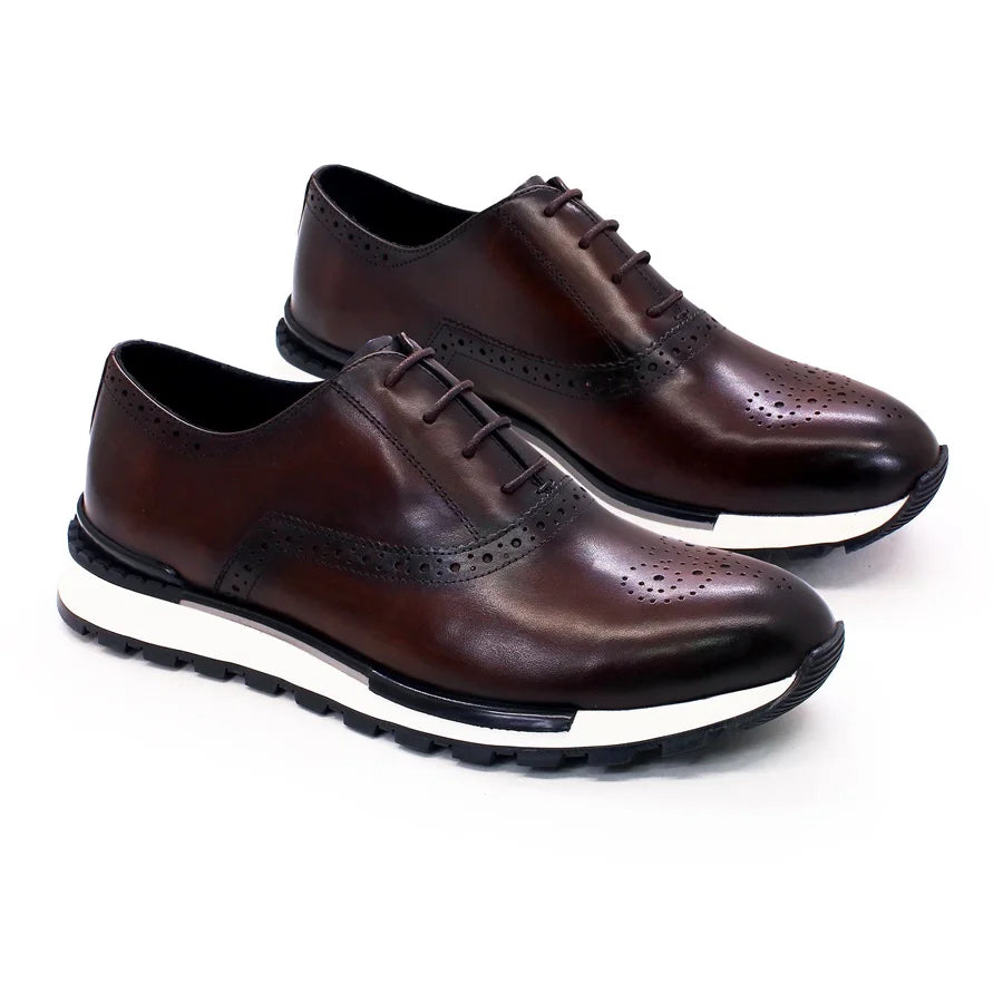 Derby Homme Cuir de Vache Véritable Lacets Sequins Respirant Rehaussant | Casual Sport-Chic EU 39-46