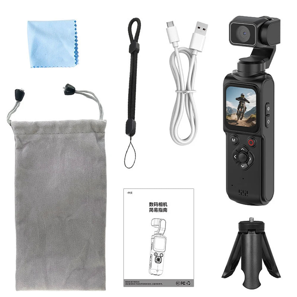 Caméra d'Action 4K WiFi 64 MP – Rotation 330° Écran Tactile Suivi Facial 180 Min Vlog Sport Webcam – CLEVI Paris